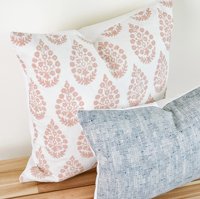 Housse de coussin en coton imprimé 100% coton, motif paisley rose blush, motif floral médaillon, pour la décoration de chaise en rotin
