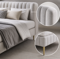 Lit double rembourré 1,8 m pour chambre principale, design moderne et minimaliste, en tissu technique, facile à nettoyer, style Ins tendance, luxe léger, avec sommier bas