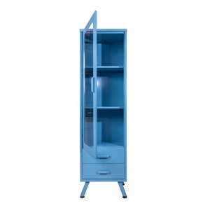 Israel Tall <strong>Thin</strong> Cosmetics Storage Cabinet Single Door Shampoo Display <strong>Cupboard</strong> 2 Doors with Feet Green Color - Product Image 6