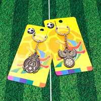 3D Zinklegierung Fußballverein Logo Schlüsselanhänger Fußball-Fan Souvenir Schlüsselring Individuelles Geschenk