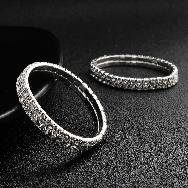 Moda venda quente Popular dupla camada cristal strass estiramento pulseiras ou casamento nupcial