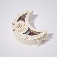 Caja de Regalo Biodegradable Hecha a Mano para Eid Mubarak, Caja de Lujo para Dátiles Dulces con Logotipo Personalizado en Relieve, Caja de Regalo para Ramadán con Forma de Luna y Ventana