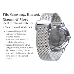 Cinturino per Orologio Milanese 20mm, Personalizzabile, in Acciaio Inox 316, Chiusura a Pressione, Lavorazione CNC, per Samsung <span class=keywords><strong>Huawei</strong></span> Xiaomi - Product Image 6