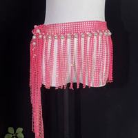Nouvelle Écharpe de Danse Orientale en Strass avec Chaîne de Taille et Franges de Perles pour Entraînement de Danse Féminine
