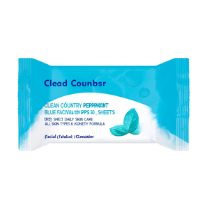 Lingettes nettoyantes pour le visage Clean Country Peppermint Blue, 30 lingettes, soin quotidien de la peau, tous types de peau, formule K Beauty - Product Image 2