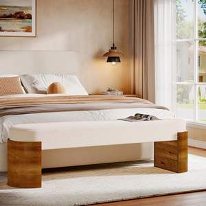 <span class=keywords><strong>Banc</strong></span> <span class=keywords><strong>de</strong></span> bout <span class=keywords><strong>de</strong></span> <span class=keywords><strong>lit</strong></span> rembourré Tribesigns <span class=keywords><strong>de</strong></span> 59 pouces, tabouret moderne pour <span class=keywords><strong>pied</strong></span> <span class=keywords><strong>de</strong></span> <span class=keywords><strong>lit</strong></span> avec fausse fourrure d'agneau pour chambre principale, <span class=keywords><strong>blanc</strong></span> et marron - Product Image 1