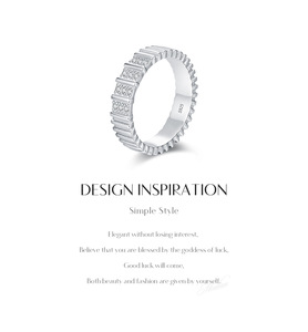 S925 <b>Silver</b> <b>Eternity</b> Band <b>Ring</b> With Round Diamond Pave Setting Geometric Design Classic Unisex Wedding <b>Ring</b> - Product Image 5