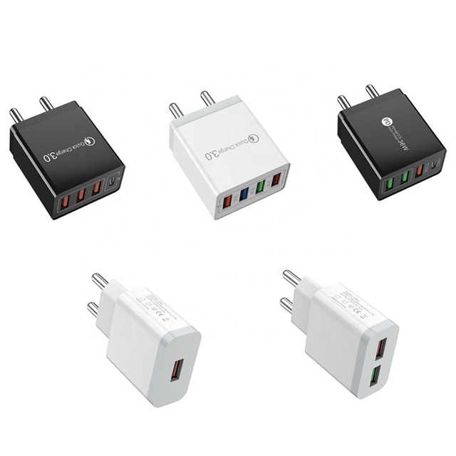 Indian Pin Electric Charger 18W 10W USB Type-C Multi Port Travel Adapter for Mobile Phone & Earphone OEM Factory Price