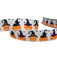 Halloween bricolage arc cheveux accessoires Bouquet emballage ruban cadeau boîte soie citrouille sorcière ruban gros-grain