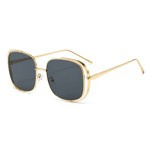 Lunettes de soleil surdimensionnées à double cercle évidé avec logo personnalisé, monture métallique intégrale, protection UV400, style carré, collection 2026 - Product Image 3