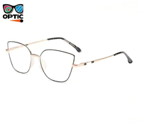 Vente en gros de montures de lunettes optiques en métal, forme œil de chat, légères, élégantes, solides, à monture complète, durables, pour femmes, nouveau modèle