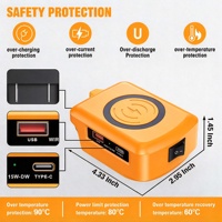 Adaptateur de chargeur sans fil pour batterie 18 V 20 V Qi 15 W Charge rapide Double USB Type C Batterie externe portable Cadeau de Noël Garage Van