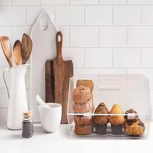 Gran caja de exhibición de pastel de perspex personalizada de 3 capas, vitrina de panadería acrílica para cupcakes con puerta con bisagras - Product Image 3