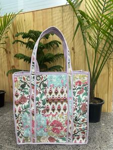 กระเป๋าโท้ทผ้าฝ้ายขนาดใหญ่ขายดี กระเป๋าช้อปปิ้ง กระเป๋าสะพายไหล่ กระเป๋าแบบเย็บติดกัน สำหรับผู้หญิง กระเป๋าถือ กระเป๋าโท้ททำมือ - Product Image 4