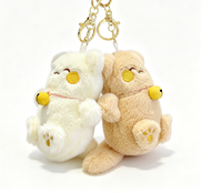 Peluche douce en forme de chat porte-bonheur 3D, écologique, avec porte-clés lumineux et pompon clochette, modèle tendance