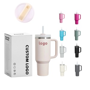 Tazas de café de acero inoxidable reutilizables personalizadas, taza de viaje de café de doble pared, vaso de 30Oz y 40oz con asa - Product Image 2