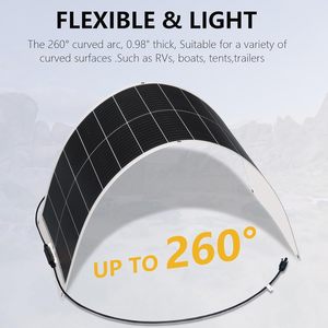Panneau solaire monocristallin flexible 100W à haute conversion, efficacité 23%, certifié CE TUV, léger, pliable, pour camping-car, bateau, camping - Product Image 2