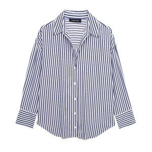 Camisa de Popelina de Algodón para <span class=keywords><strong>Mujer</strong></span>, Corte Holgado, Manga Larga, con Botones, en Varios Colores Sólidos, Personalizable (OEM/ODM), Estilo Vintage - Product Image 4
