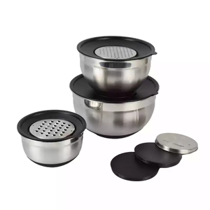 Juego de Tazones para Mezclar de Acero Inoxidable al por Mayor, Sostenibles, para Servir Ensaladas, Antideslizantes, con Tapas y Rallador - Product Image 4