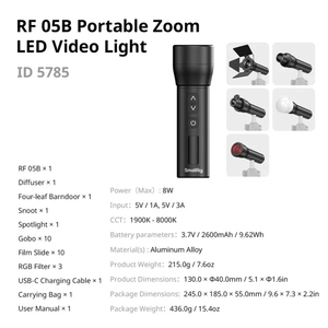 Pour SmallRig RF 05B – Lampe vidéo LED portable avec zoom, projecteur photo, barndoors à 4 volets, snoot, filtre Gobo RGB bicolore - Product Image 6