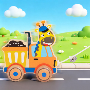 Juguete de arrastre de animales de madera Montessori, andador para bebés, coche de arrastre educativo temprano para niños pequeños, compañero de paseo para niños pequeños - Product Image 5