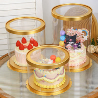 Boîte à gâteau transparente de luxe écologique personnalisée, imperméable, auto-assemblante, pour la fête des enfants, boîte cadeau d'anniversaire