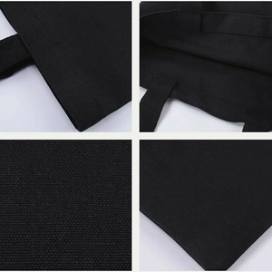 Borse per la spesa in cotone con Logo personalizzato con motivo stampato personalizzato in tela nera per studenti e donne - Product Image 3