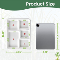 Assiette compartimentée jetable en bagasse de canne à sucre, compostable, écologique, pour la restauration professionnelle (vente en gros)