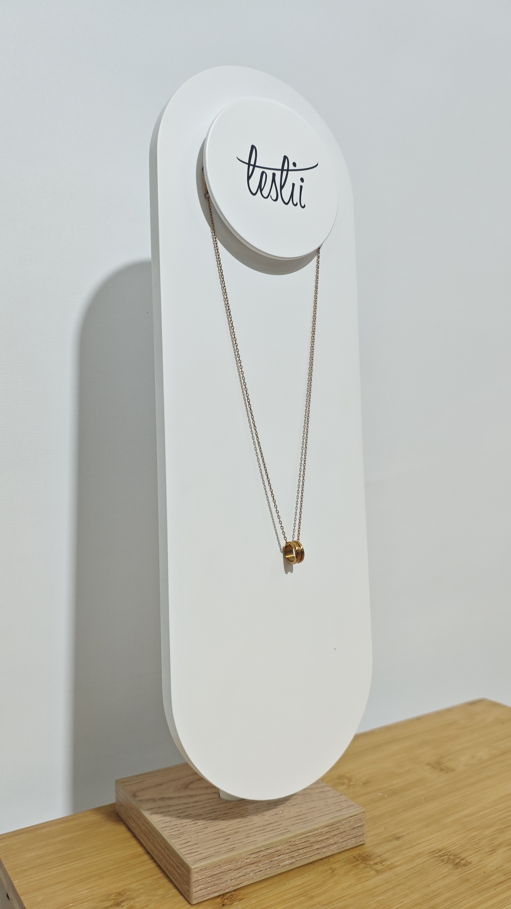 Garment Display Stand Wood Round Ornaments Promotion Station MDF Painting Counter Top Stand Portable for Retail Shop — view 6