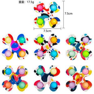 Printed Silicone Finger Spinner Fidget Toy 3/4/5/6 Finger Pop It <b>Rotating</b> Stress Relief Squeeze Toy - Product Image 4