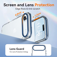 Coque de protection transparente pour iPhone 17 Air avec cadre d'objectif métallique bleu, anti-rayures et anti-jaunissement, ajustement parfait