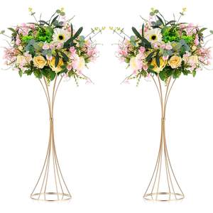 Centrotavola d'oro per matrimonio da tavolo supporti per fiori geometrici in metallo per tavoli centrotavola riser alti metallici per tavolo Arra - Product Image 1