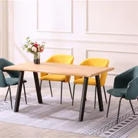 Sky moderne benutzer definierte unregelmäßige Kante einzigartiges Design MDF Top Esstisch Set nordischen Holz Esstisch Set mit Marmor-Effekt-Papier