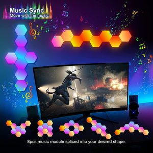 Hexagonal <span class=keywords><strong>LED</strong></span> Pared <span class=keywords><strong>Luces</strong></span> 8PCs RGB Gaming Panel Sincronización de Music Hexagonales <span class=keywords><strong>Gamer</strong></span> Habitacion Pared Decoracion Lampar - Product Image 4
