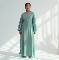 Nouvelle Abaya 2026 pour Femmes, Robe Musulmane Couleur Unie à Manches Longues, Robes Islamiques Modestes en Nida pour Femmes Musulmanes avec Ceinture