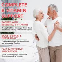 Vitamine B complexe en gouttes haute puissance pour le soutien du cerveau et du cœur, 60 ml, supplément sublingual, vente en gros, fabricant