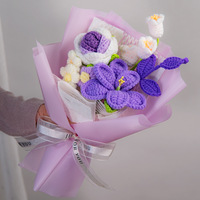 CLTF 2026 Handgefertigter Häkelblumenstrauß Gestrickte Rosenblumen Valentinstagsgeschenke für Freundin Mädchen Frauen Ehefrau Valentinstag