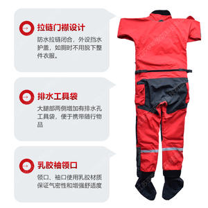 Traje de Rescate Acuático Seco Rojo de 3.0mm, Impermeable, para Hombre Adulto, de una Pieza - Product Image 4