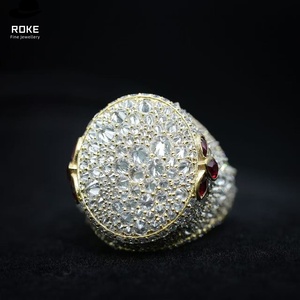 럭셔리 9K-18K 금 남성용 약혼 반지, 모자이크 파베 랩 다이아몬드 & 루비 힙합 반지, IGI/GIA 인증 - Product Image 3