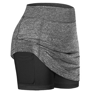 Women Sports Shorts With Pockets Exercise Fitness Shorts Gym 2 in 1 Skirt With Pants - Product Image 6