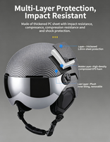 Casque de ski pour adultes CE EN 1077, casque de snowboard, anti-buée, lentille amovible, 7 aérations, pour adultes, ski et snowboard d'hiver