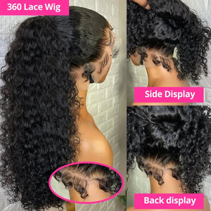 Peluca Económica Nueva con Correa 360 Encaje Frontal Completo sin Pegamento de <span class=keywords><strong>Cabello</strong></span> Humano Lista para Usar y Llevar Onda al Agua Rizada con Baby Hair para Mujeres Negras - Product Image 3