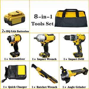 ชุดเครื่องมือไฟฟ้า 20V 5 ชิ้น คุณภาพสูง พร้อมประแจไขควงและเครื่องมือไฟฟ้าอื่นๆ  พร้อมแบตเตอรี่ลิเธียมไอออน 2 ก้อน 5Ah และเครื่องชาร์จ - Product Image 2