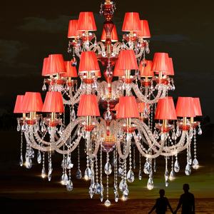 Lámpara de Araña de Cristal de Lujo <span class=keywords><strong>con</strong></span> Detalles en Cristal Rojo, Estilo Europeo, para Salón de Banquetes, Vestíbulo de Hotel - Product Image 3