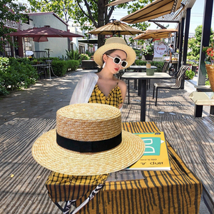 Chất lượng cao thời trang Flat Top Jazz boater <span class=keywords><strong>hat</strong></span> phụ nữ rộng vành lúa mì Thái Lan Cuban rơm Visor <span class=keywords><strong>hat</strong></span> Nhà cung cấp với <span class=keywords><strong>Ribbon</strong></span> - Product Image 2