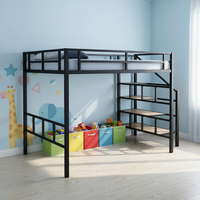 Lit superposé en fer forgé, cadre creux double haut-bas, style loft minimaliste moderne, gain de place, pour intérieur
