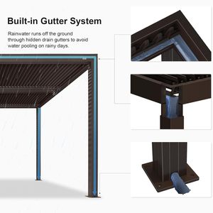 Pergola Bioclimatica da Esterno 3,35m x 3,96m con Tetto Rigido in Alluminio e Tenda Parasole Regolabile Retrattile - Product Image 2