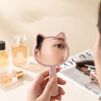 Miroir de maquillage lumineux de bureau en forme d'oreilles de chat, HD, portable, pour retouches, cosmétique, mignon, pour femmes et filles