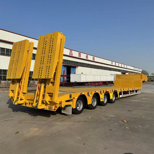 重型 3 轴 4 轴鹅颈低床拖车 50-60 吨低床半挂车，带液压坡道，用于运输推土机和挖掘机 - Product Image 6