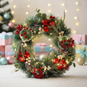 Christmas Decoration Cotton <strong>Wreath</strong> Vine Scene Arrangement <strong>Door</strong> Hanging Decorative Items New Glowing Window Display <strong>Hangers</strong> - Product Image 6